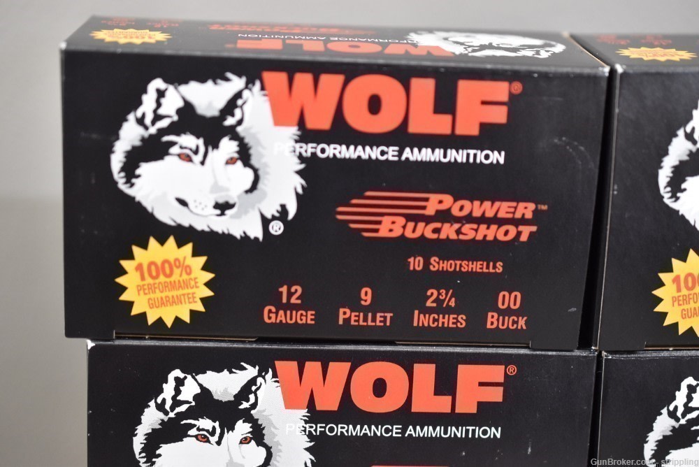 120 Rounds Wolf 12ga 00 Buck Shot Shotgun Ammo 1 Case 12 Boxes 10 Round Box-img-1