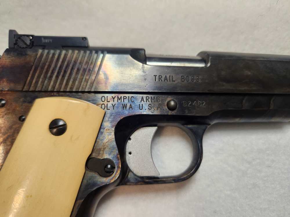 RARE Olympic Arms Schuetzen work 1911 Trail boss LONG SLIDE case hardned-img-2