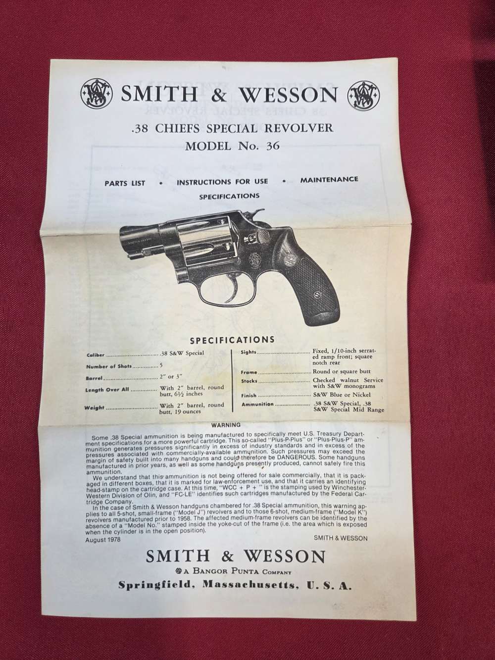 Smith & Wesson S&W 36 38 SPL Chiefs Special w/ Box Flat Latch 1960 C&R-img-1