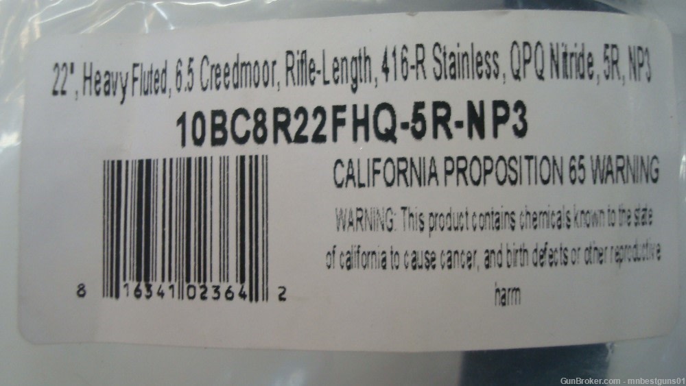 Faxon Match Series 6.5 Creedmoor 22 Inch Fluted Rifle Length Barrel NIB-img-3