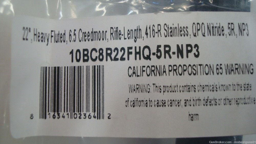 Faxon Match Series 6.5 Creedmoor 22 Inch Fluted Rifle Length Barrel NIB-img-2