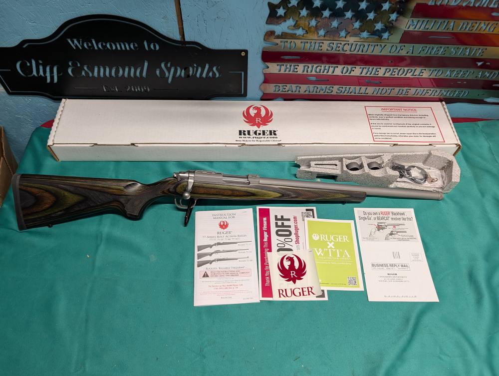 New Ruger 77/22 22 Hornet Green Mountain Grey Stainless Laminate rifle new-img-0