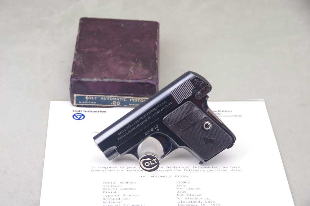 All Original 1919 Colt 1908 Vest Pocket 25 ACP 2'' Oven Blue 97%-img-9