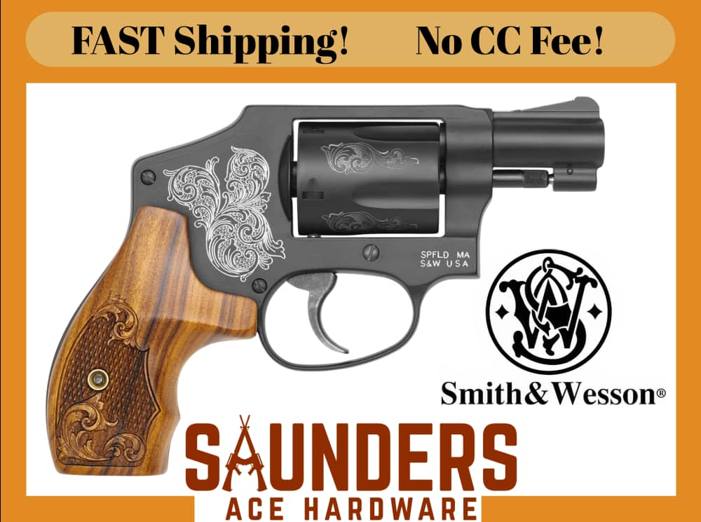 SMITH & WESSON 442 Revolver Engraved 38 Special +P Mahogany Case Wood Grip-img-0