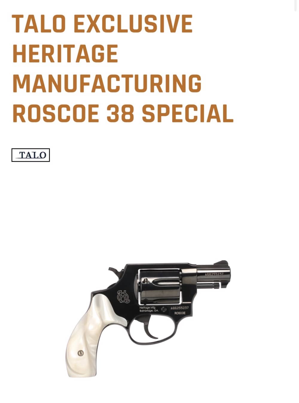 Heritage ROSCOE 38SPL BL/PEARL 2" 5RD Talo Exclusive In Stock-img-0