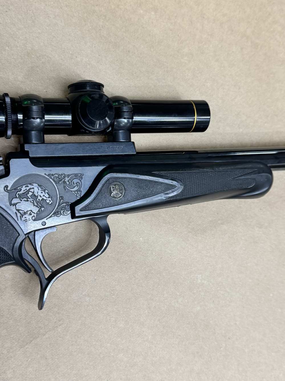 Thompson Center 35 REM Single shot pistol LEUPOLD M8-2X EXTENDED ER SCOPE -img-8