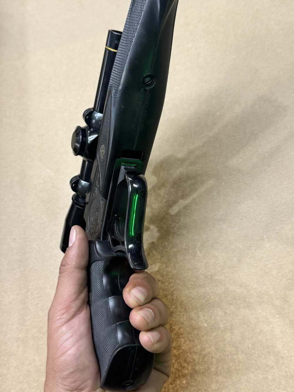 Thompson Center 35 REM Single shot pistol LEUPOLD M8-2X EXTENDED ER SCOPE -img-17