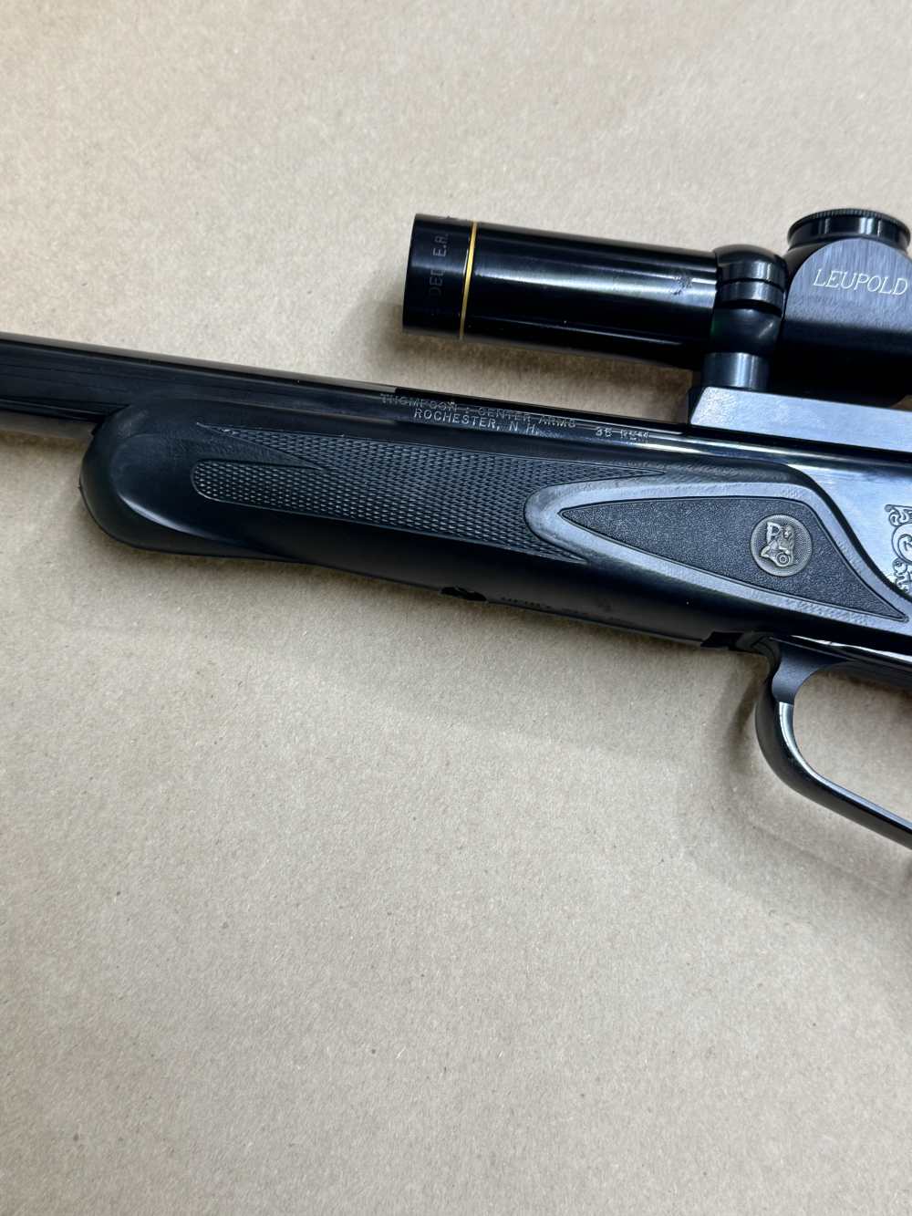 Thompson Center 35 REM Single shot pistol LEUPOLD M8-2X EXTENDED ER SCOPE -img-1