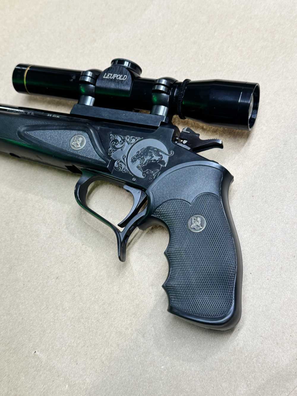 Thompson Center 35 REM Single shot pistol LEUPOLD M8-2X EXTENDED ER SCOPE -img-3