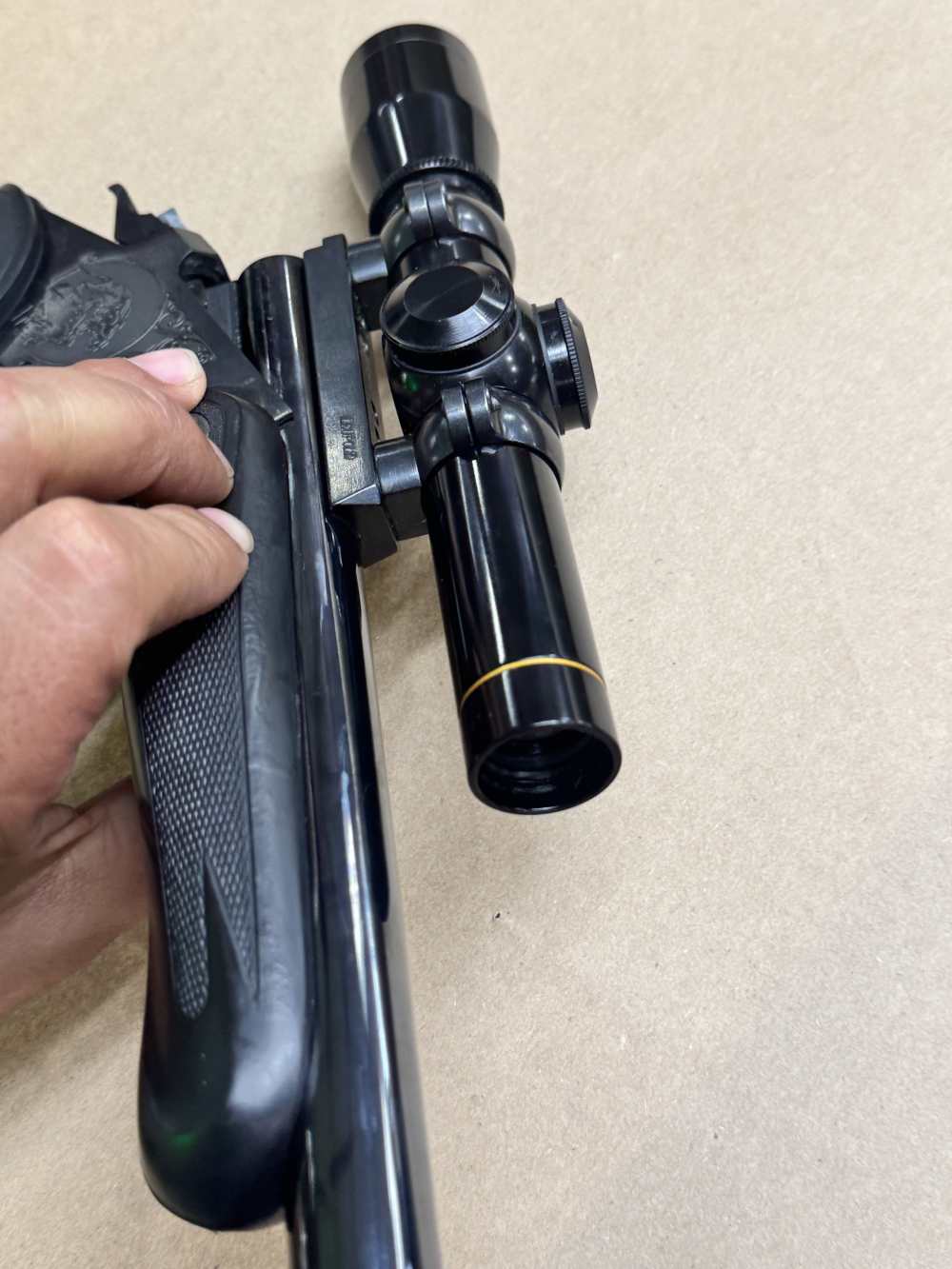 Thompson Center 35 REM Single shot pistol LEUPOLD M8-2X EXTENDED ER SCOPE -img-13