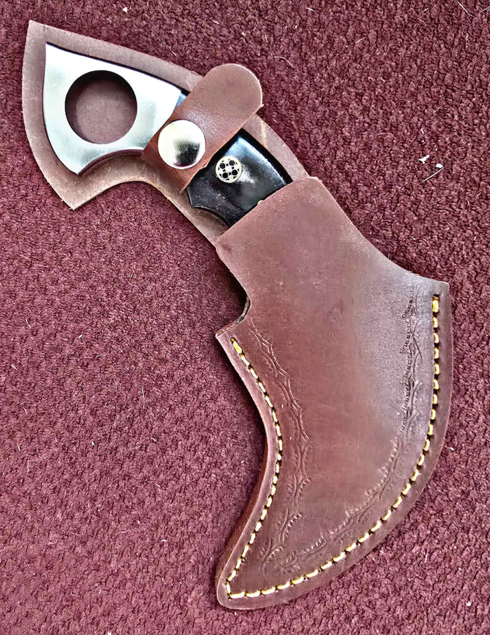 Professional Damascus hand-forged Dual edged Karambits. Buffalo horn -img-6