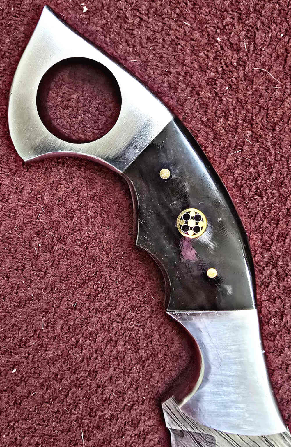 Professional Damascus hand-forged Dual edged Karambits. Buffalo horn -img-3