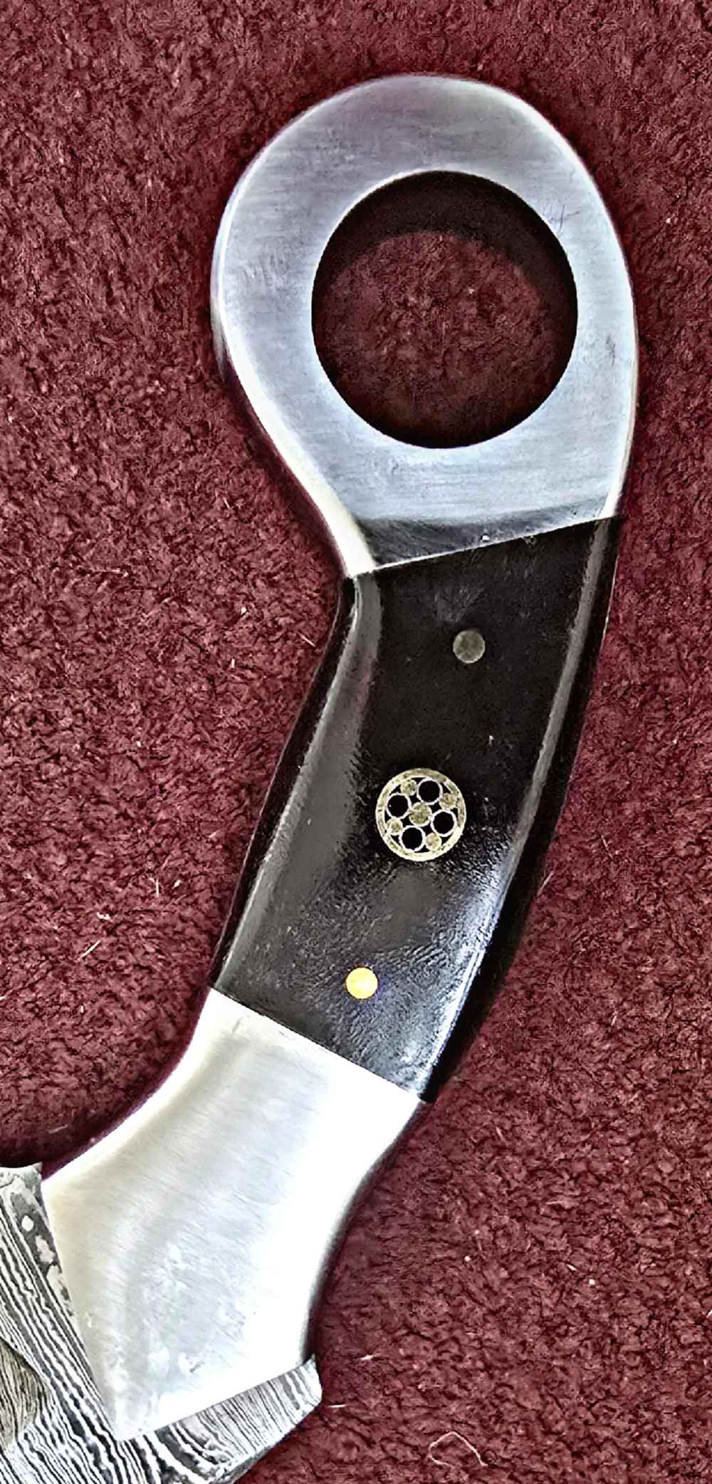 Professional Damascus hand-forged Dual edged Karambits. Buffalo horn -img-4