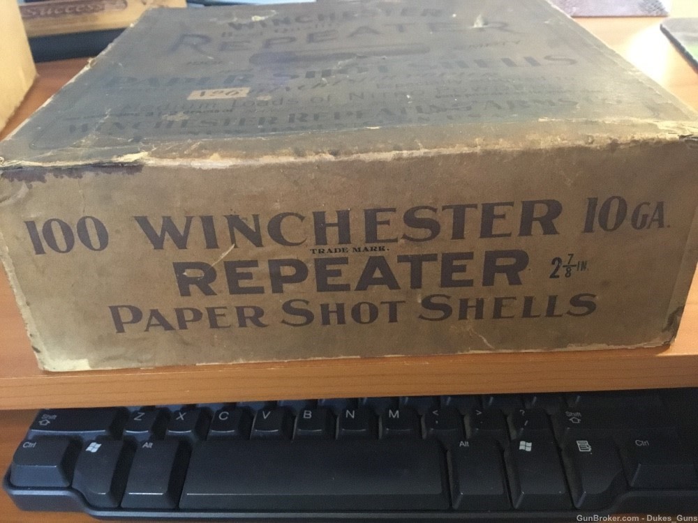 Winchester Repeater Paper Shot Shells,10ga. 100rd. box 24 unfired casings -img-1