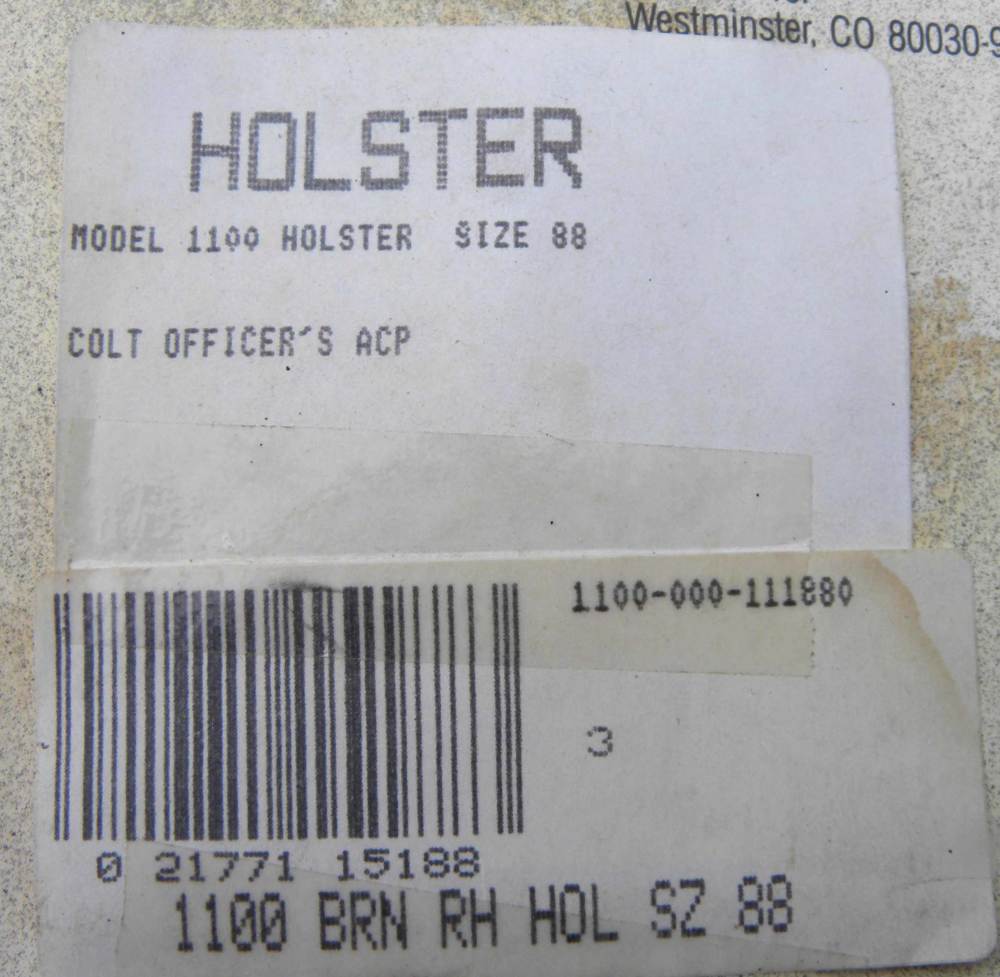 Hunter Leather RH Holster Model 1100 Size 88 Colt Officer's ACP Brown-img-1
