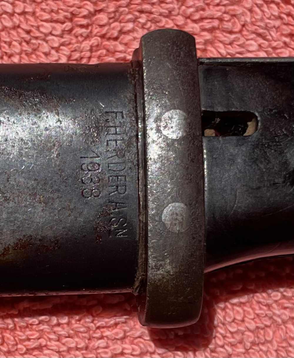 Rare1938 Date All-Matching WWII German K98 Combat Bayonet F Herder Solingen-img-14