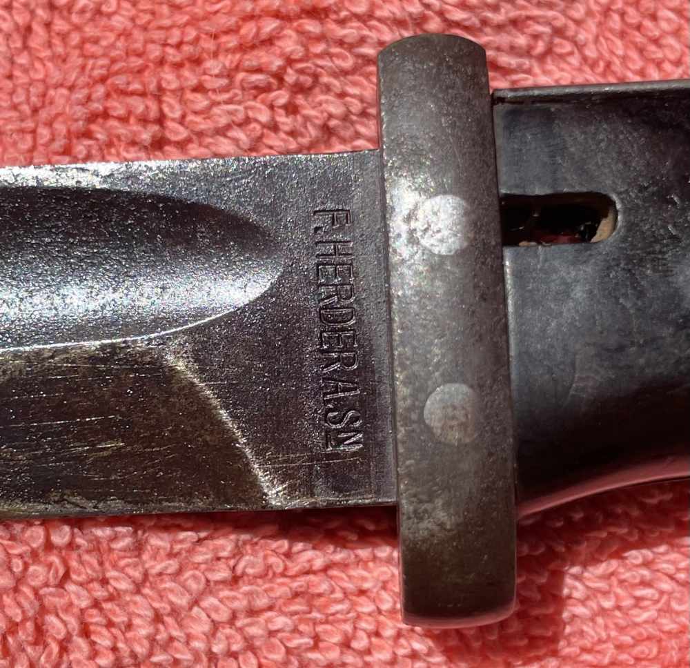 Rare1938 Date All-Matching WWII German K98 Combat Bayonet F Herder Solingen-img-6