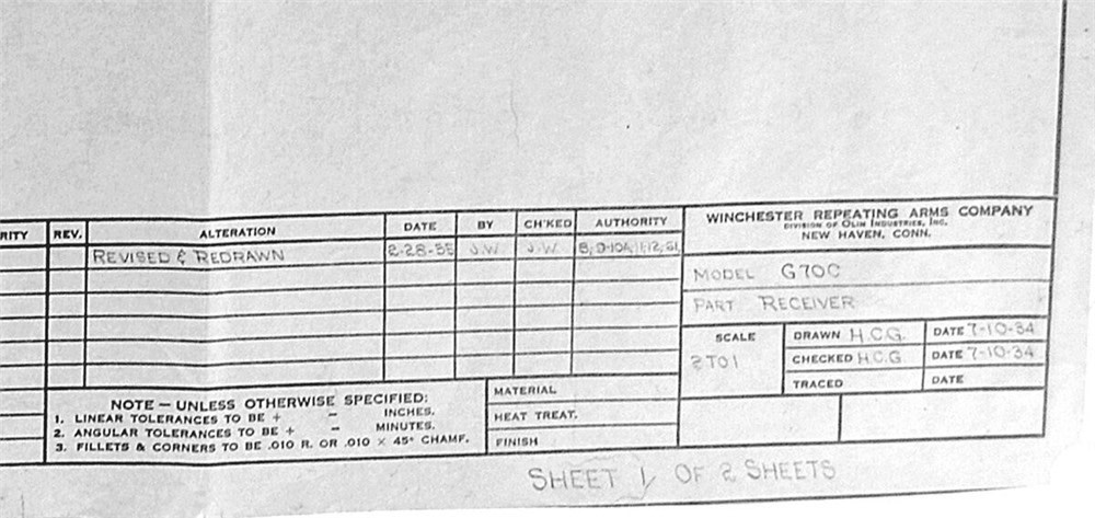Winchester Model 70 Pre 64 official blueprints, drawings!-img-1