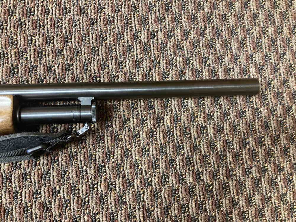 Mossberg 500 Slugster 12 ga rifled cantilever barrel with scope and sling -img-4
