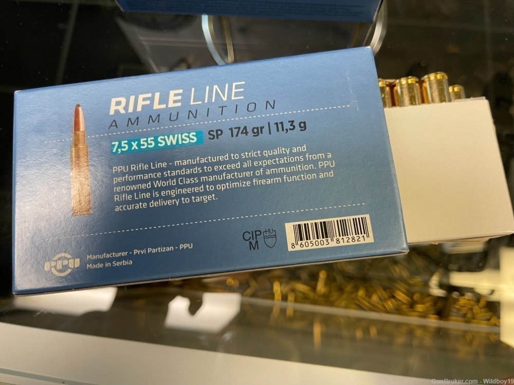 PPU Metric Rifle 7.5x55mm Swiss 174 gr Soft Point SP -img-1