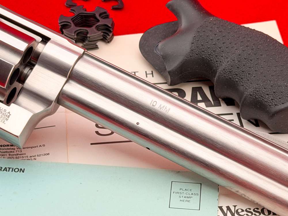 SCARCE 1990 S&W Model 610 10mm 6.5" Stainless w/ Box & Combat Stocks-img-10