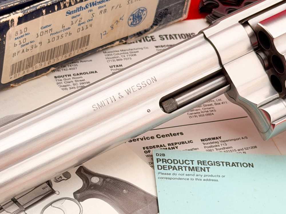 SCARCE 1990 S&W Model 610 10mm 6.5" Stainless w/ Box & Combat Stocks-img-5