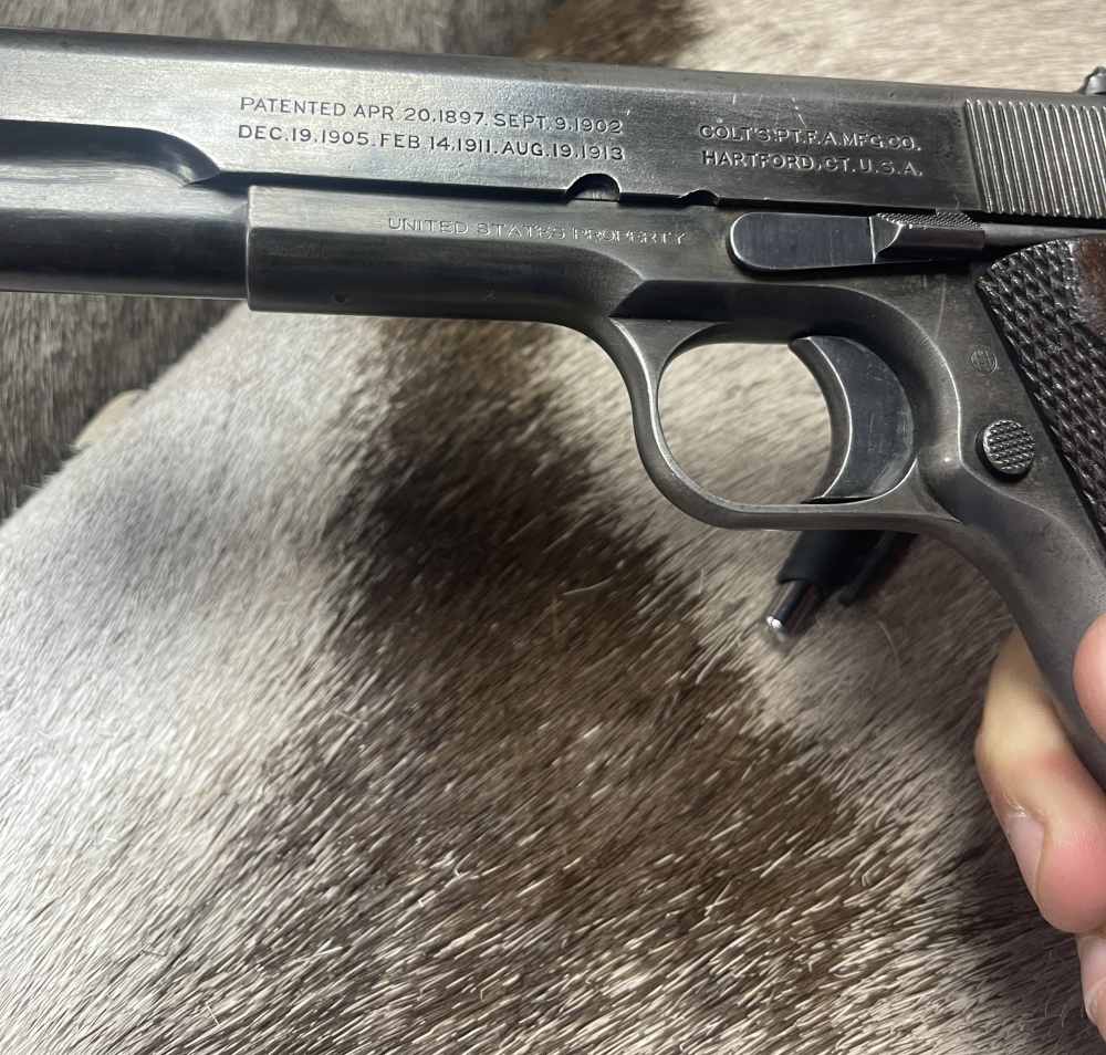 ALL ORIGINAL COLT 1911 WWI MFG 1917 45 ACP 2-tone mag H/P Barrel-img-5