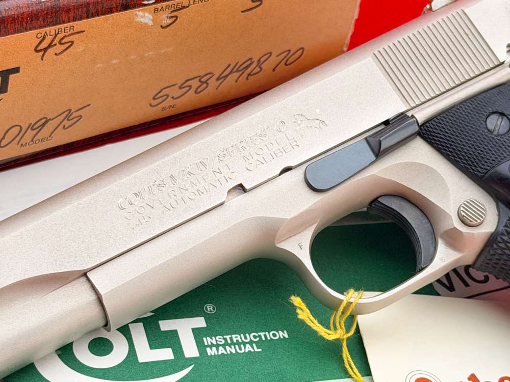 1980 Colt MK IV 1911 Series 70 Government .45 ACP Satin Nickel 5" w/ Box-img-6