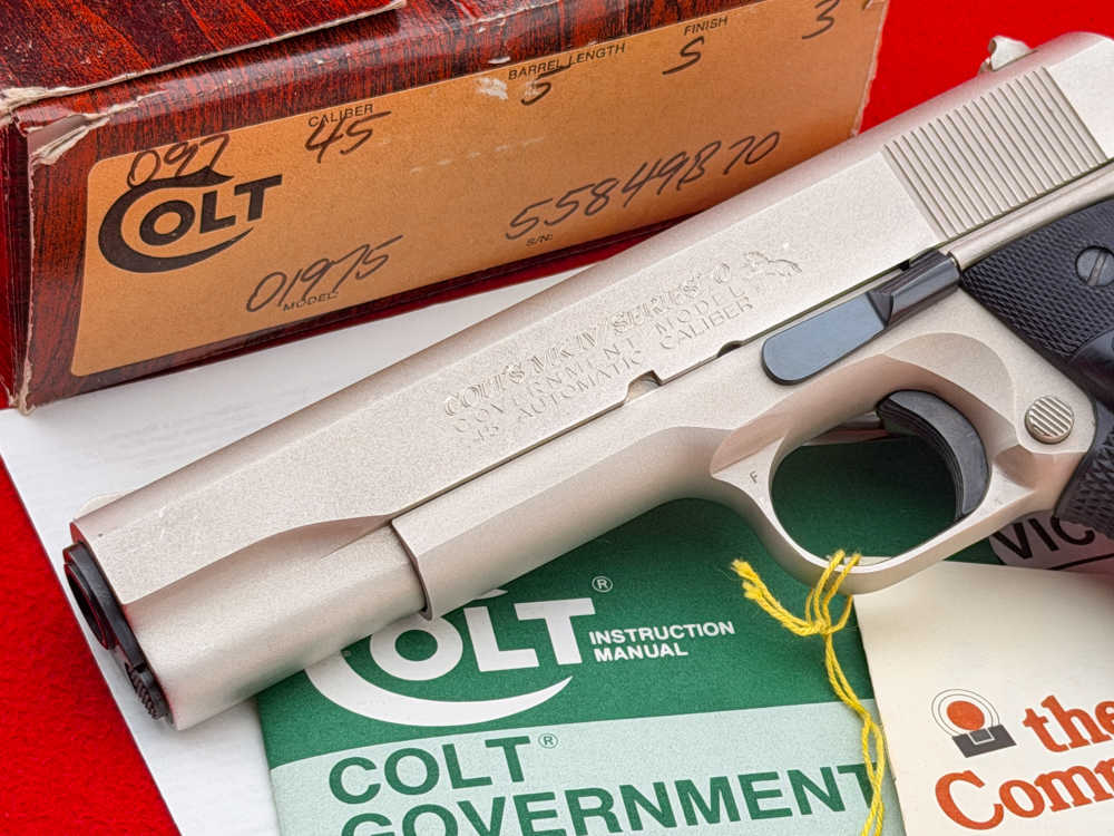 1980 Colt MK IV 1911 Series 70 Government .45 ACP Satin Nickel 5" w/ Box-img-4