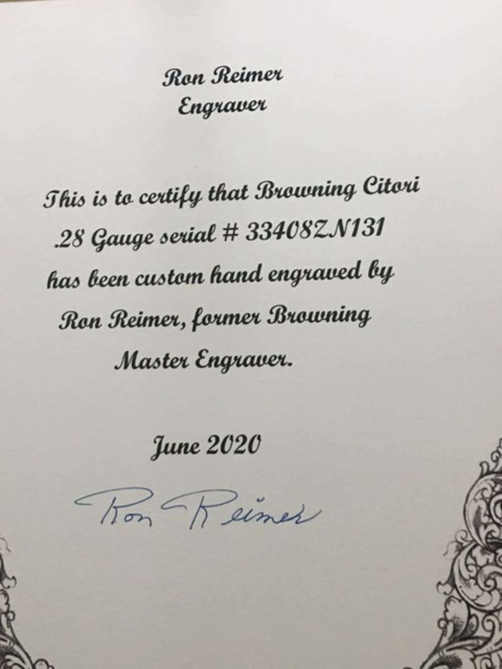 RON REIMER ENGRAVED - BROWNING GRAN CITORI - 28 GAUGE-img-19