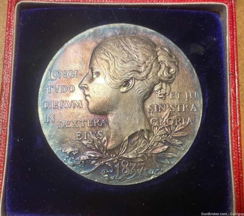 1897 Victoria Diamond Jubilee 55mm Sterling Silver Medalion In Original Box-img-1