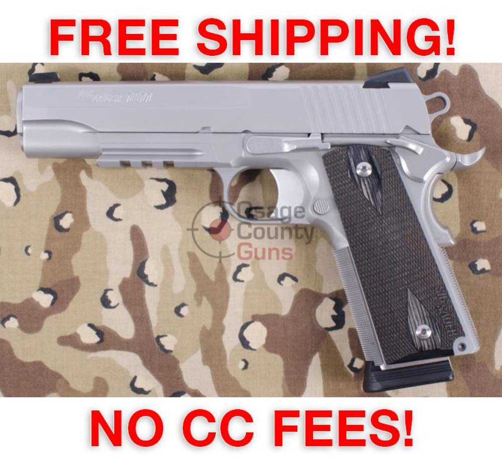 Sig Sauer 1911 Stainless Railed w/ NS - CA Compliant - 5" - .45 ACP-img-0