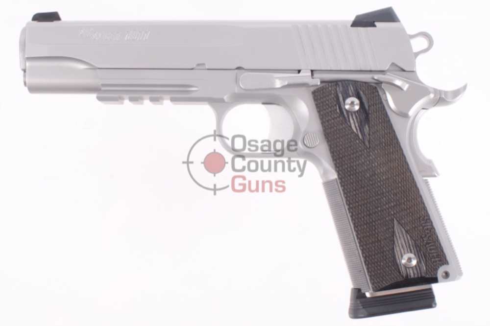 Sig Sauer 1911 Stainless Railed w/ NS - CA Compliant - 5" - .45 ACP-img-1