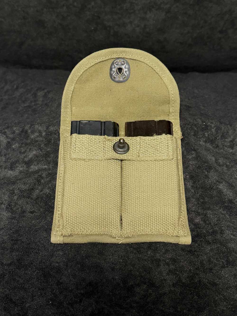 (2) WWII USGI Inland 15rd Magazines in J.S.S. Co. 1943 Mag Pouch -img-0