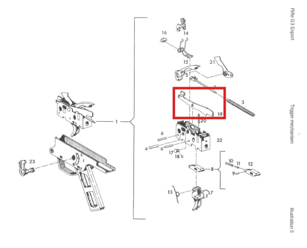 Rheinmetall HK G3, HK91, PTR91, CETME 7.62 Milled Ejector Lever, 200477-RM-img-5