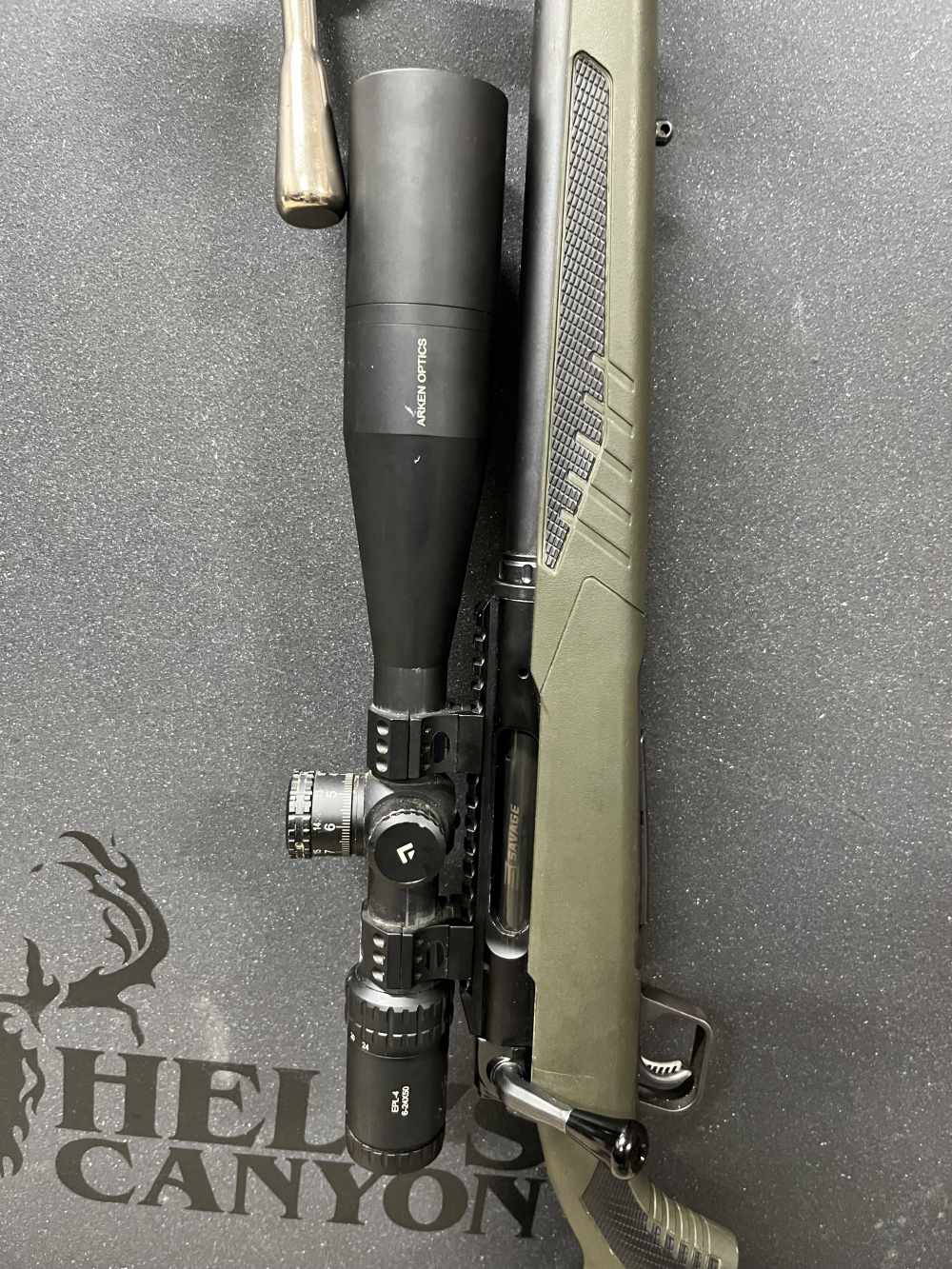 Savage impulse 6.5 creedmoor hog hunter OD Green 24X50 Arken scope READ-img-3