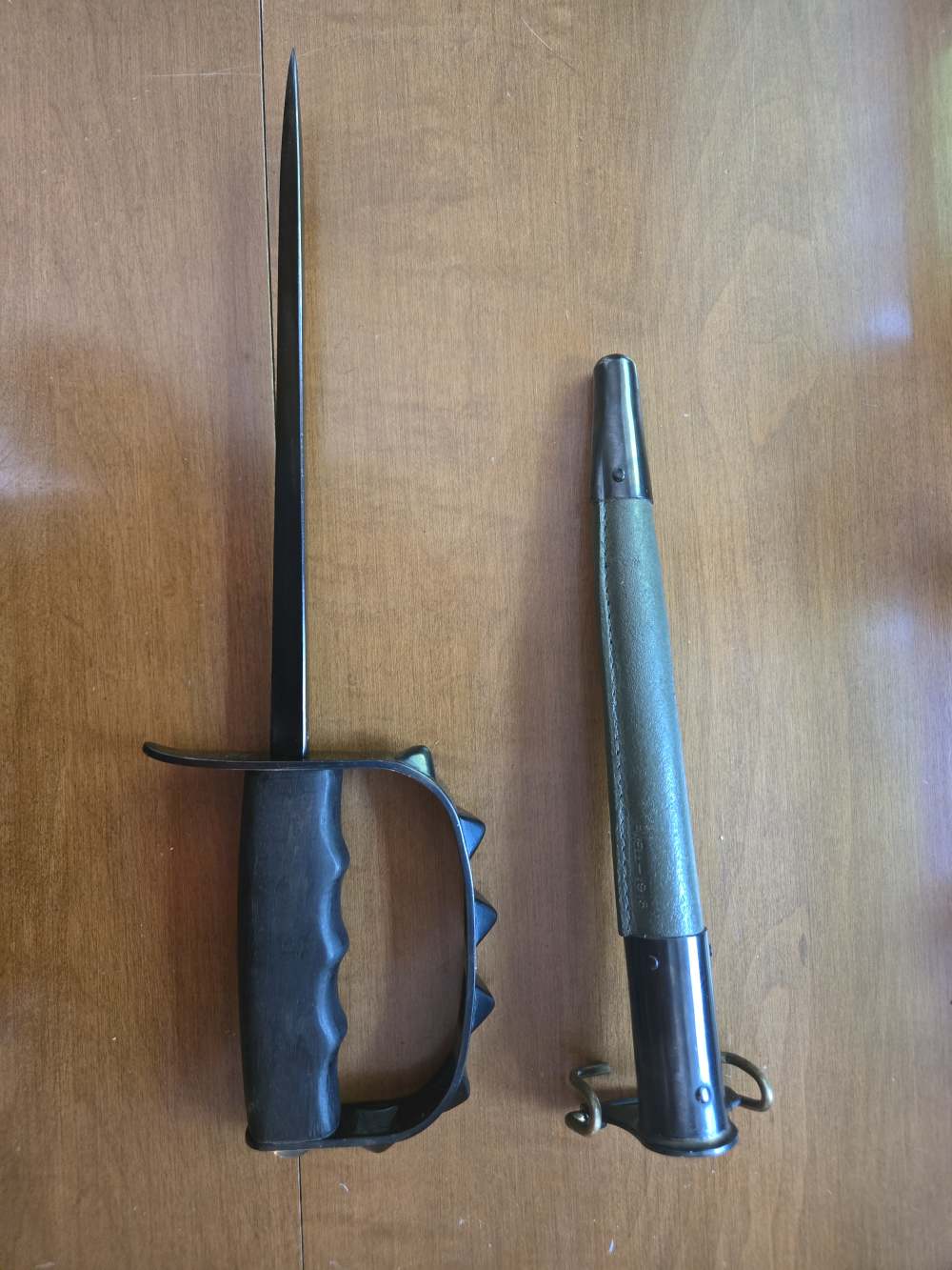1917 trench dagger w/ knuckle guard and scabbard reproduction ww1-img-0