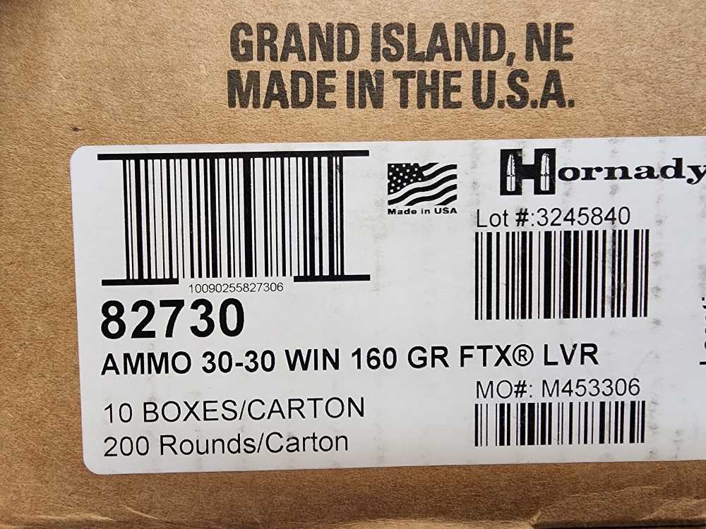 IN STOCK! 200 ROUNDS HORNADY 30-30 WIN LEVEREVOLUTION 160 GR FTX FLEX TIP-img-1