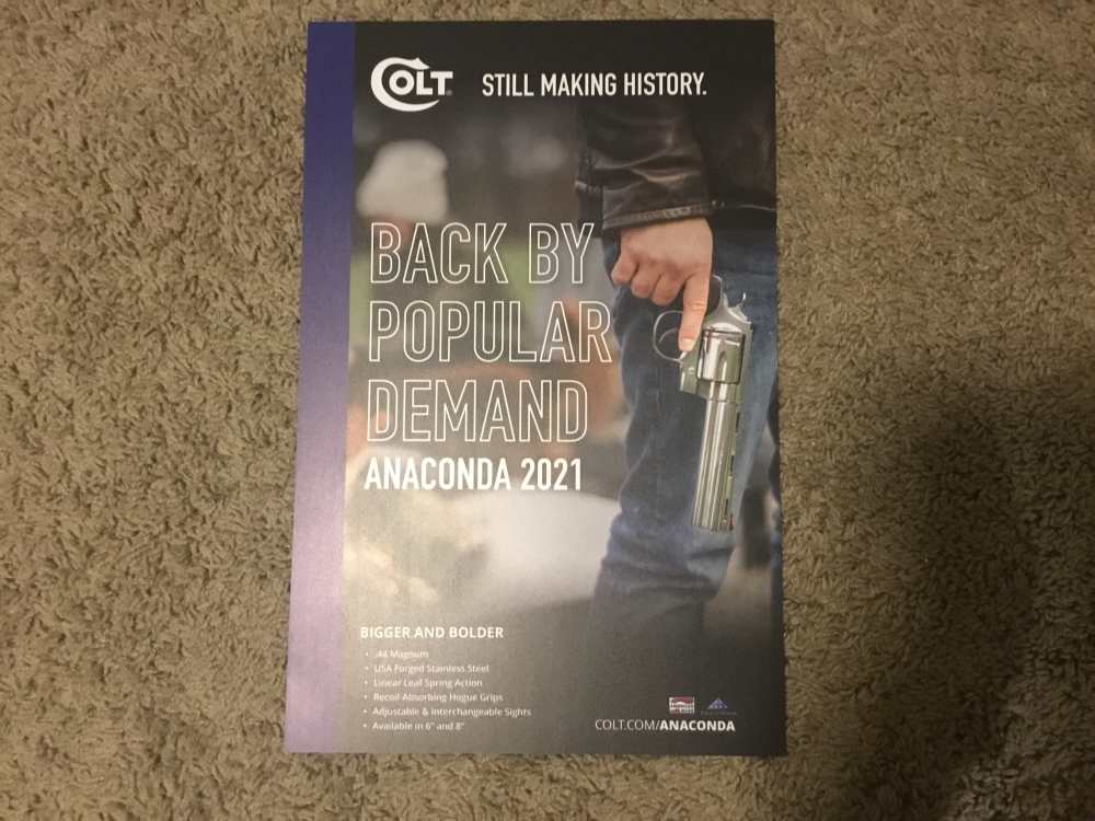COLT advertising the 2021 Anaconda sign Unused condition-img-0