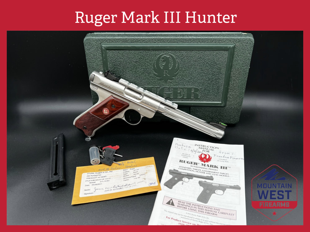 Ruger Mark III Hunter .22 LR – Stainless 6.88" Fluted Barrel Excellent Cond-img-0