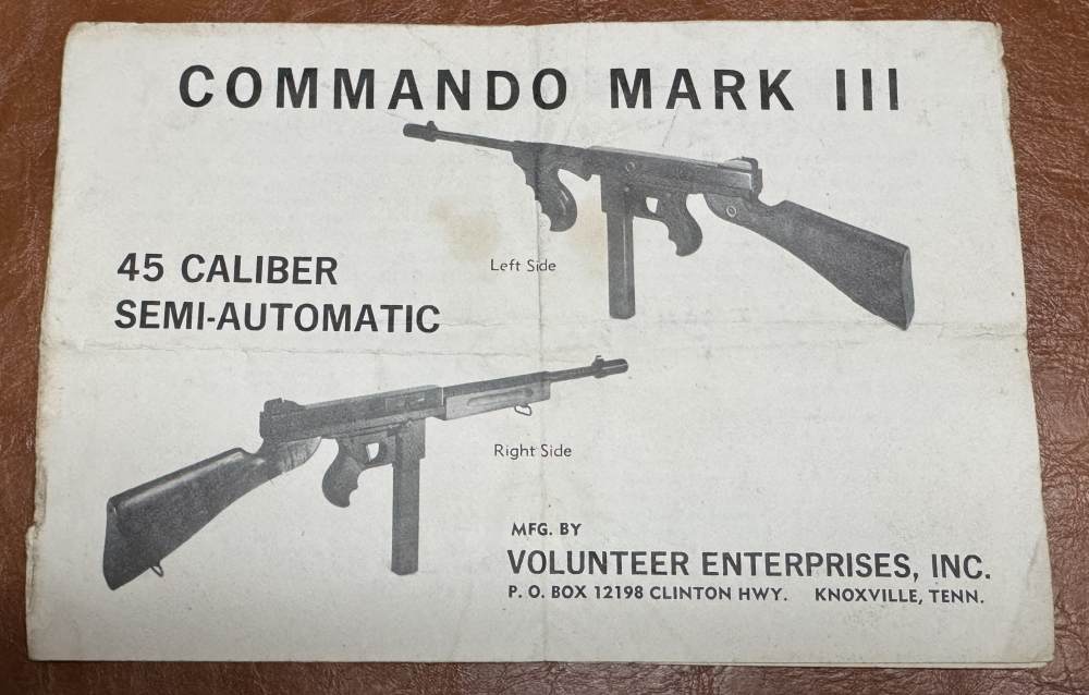 Volunteer Enterprises Commando Mark III, Thompson A-1 Clone Manual Included-img-30