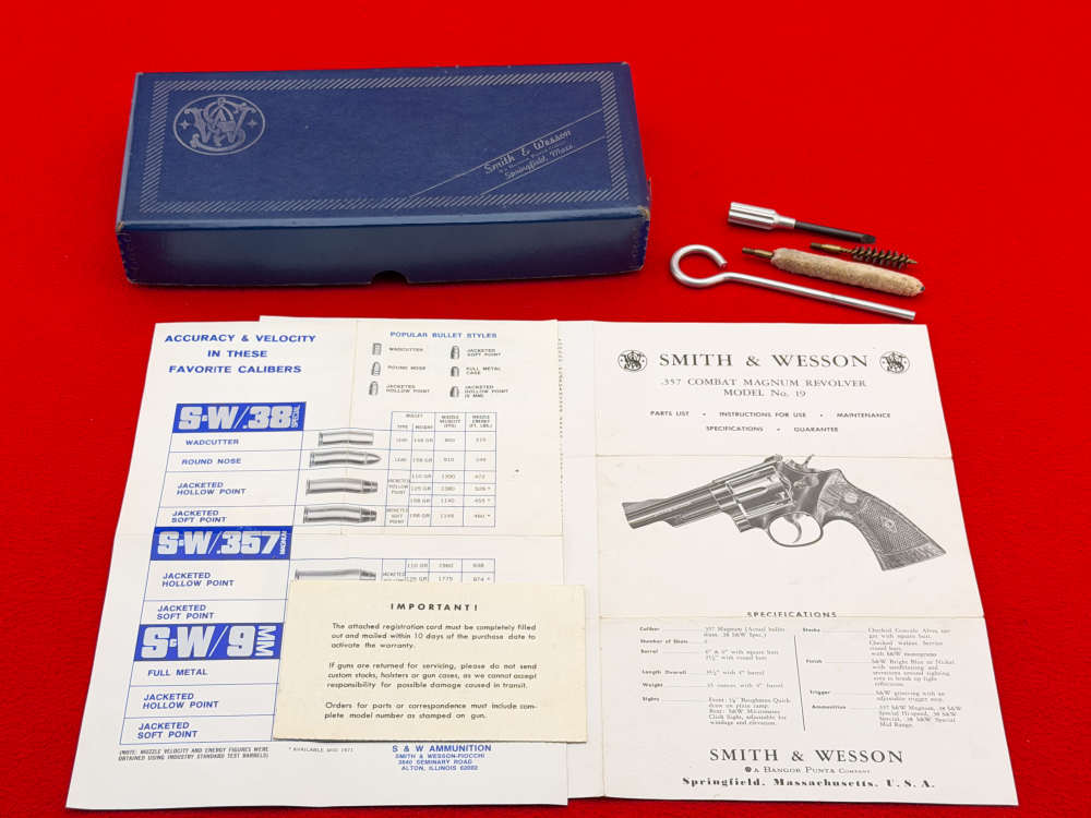 1971 Smith & Wesson Model 19-3 Combat Magnum 4" Blued .357 Magnum w/ Box-img-34