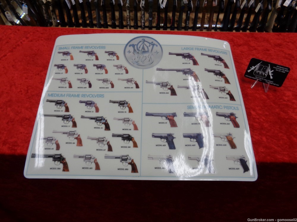 VINTAGE S&W Handgun Display Advertising Mat SW Smith Wesson Pistol Revolver-img-0