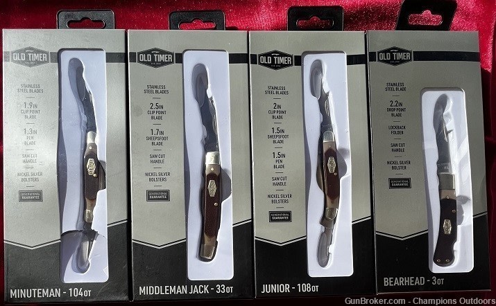 OLD TIMER 4 Knife Set - Minuteman - Middleman Jack - Junior - Bear Head-img-1