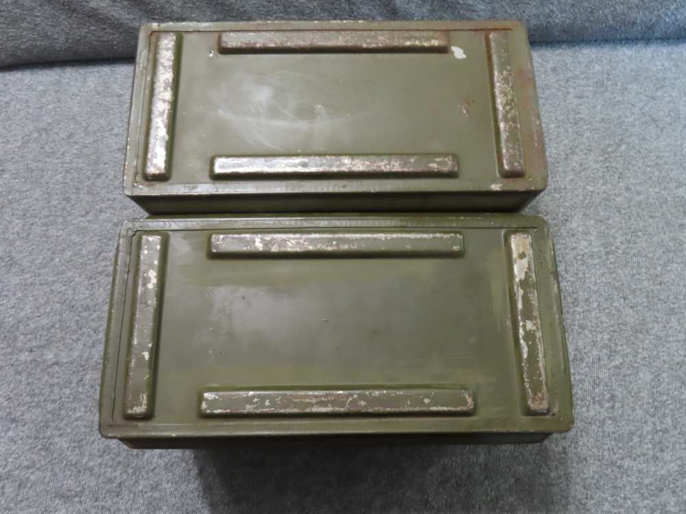 2-WWII USGI .50 CALIBER M2 AMMO CANS MADE BY BELMONT WITH ORIGINAL PAINT-img-5