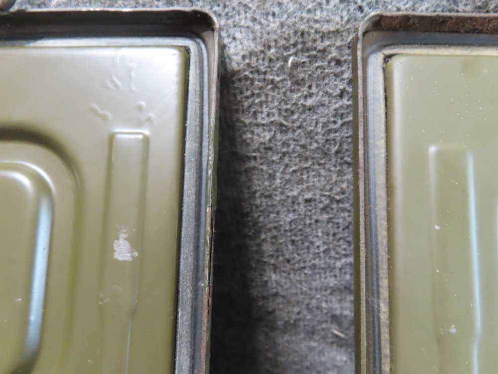 2-WWII USGI .50 CALIBER M2 AMMO CANS MADE BY BELMONT WITH ORIGINAL PAINT-img-8