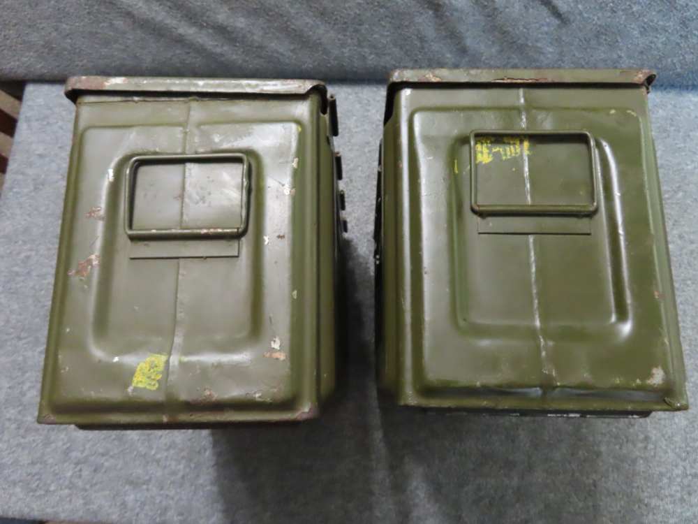 2-WWII USGI .50 CALIBER M2 AMMO CANS MADE BY BELMONT WITH ORIGINAL PAINT-img-2