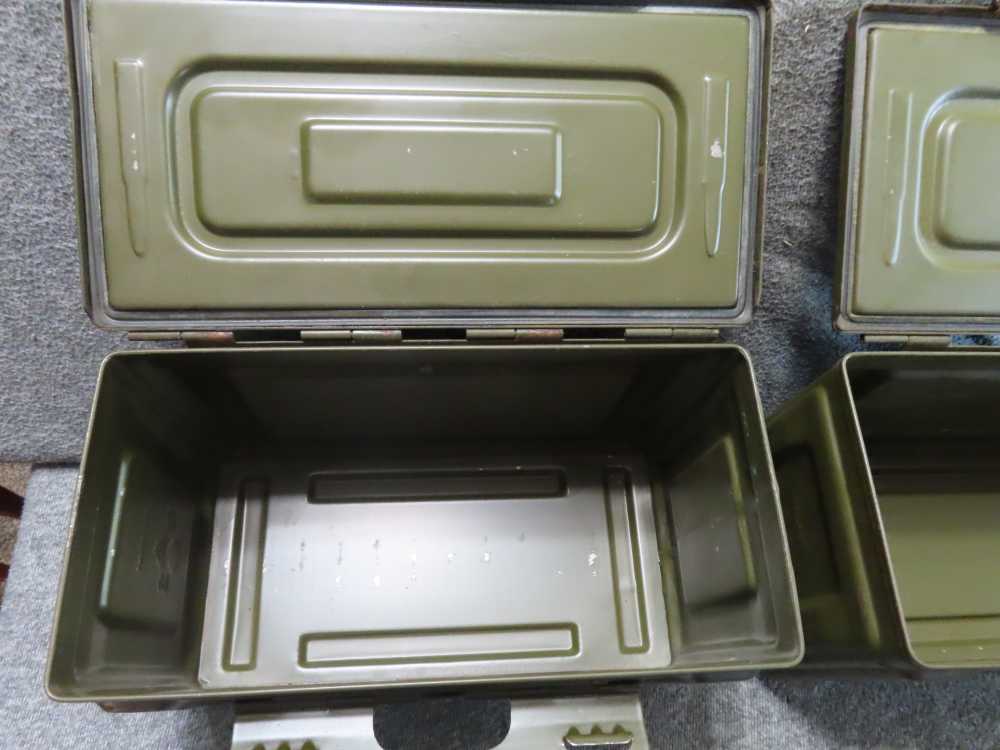 2-WWII USGI .50 CALIBER M2 AMMO CANS MADE BY BELMONT WITH ORIGINAL PAINT-img-7