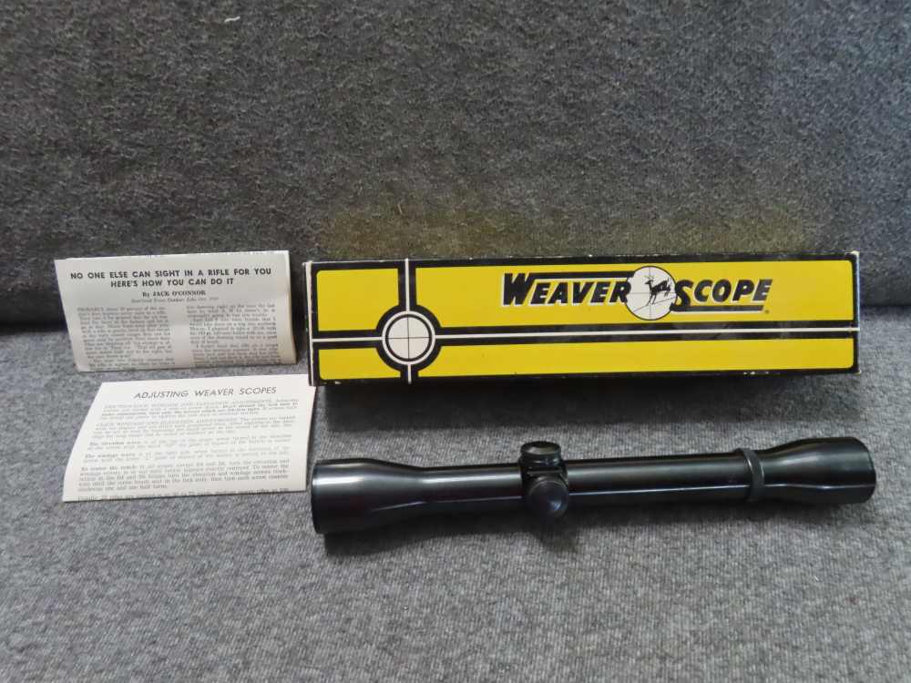 VINTAGE WEAVER MODEL K4 SCOPE-FINE CROSSHAIR RETICLE AND DOT CENTER-W/BOX-img-0