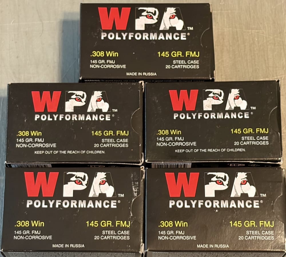308 Win 145 gr FMJ Rifle Ammo 100 rds WPA Wolf Polyformance-img-0